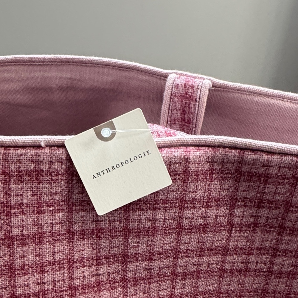 NWT Anthropologie Verity Pink Cotton Storage Basket Hamper 20” - Picture 3 of 5